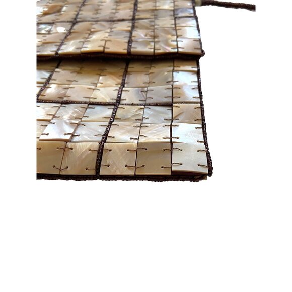 Mod By Design Hand Beaded Mother Of Pearl Crossbody Bag Brown One Size Glam Boho - Picture 6 of 13